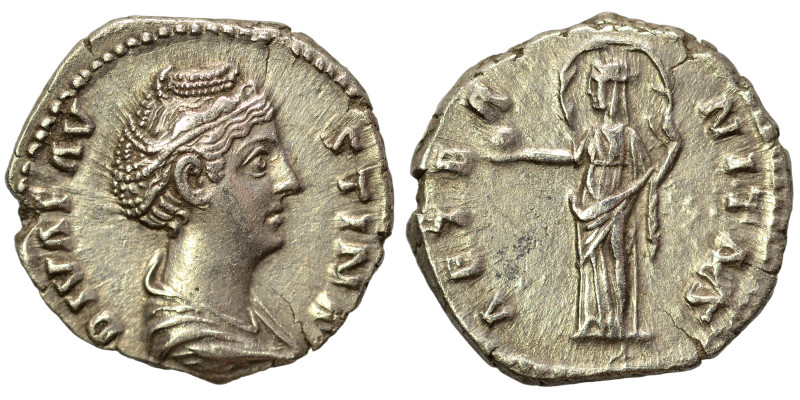 Diva Faustina I, died 140/1. Denarius (silver, 3.25 g, 17 mm), Rome. DIVA FAVSTI...