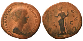 Faustina II, 147-175. Sestertius (bronze, 26.55 g, 35 mm), Rome. FAVSTINA AVG ANTONINI AVG PII FIL Draped bust right. Rev. VENVS / S – C Venus standin...