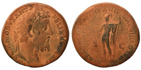 Commodus, 177-192. Sestertius (bronze, 24.67 g, 30 mm), Rome. M COMMODVS ANT P FELIX AVG BRIT Laureate head right. Rev. MART PACAT P M TR P XIIII IMP ...