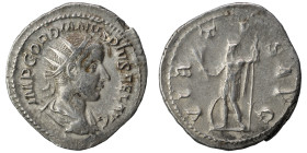 Gordian III, 238-244. Antoninianus (silver, 3.62 g, 23 mm), Rome,. IMP CAES M ANT GORDIANVS AVG Radiate, draped and cuirassed bust of Gordian III to r...
