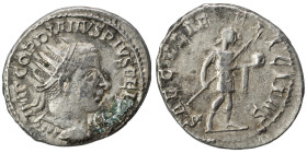 Gordian III, 238-244. Antoninianus (silver, 4.66 g, 22 mm), Antioch. IMP GORDIANVS PIVS FEL AVG Radiate and cuirassed bust right. Rev. SAECVLI FELICIT...
