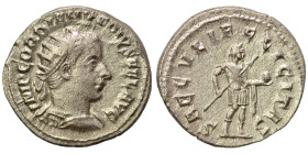 Gordian III, 238-244. Antoninianus (silver, 4.39 g, 22 mm), Antioch. IMP GORDIANVS PIVS FEL AVG Radiate and cuirassed bust right. Rev. SAECVLI FELICIT...