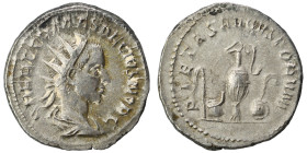 Herennius Etruscus, as Caesar, 250-251. Antoninianus (silver, 4.48 g, 21 mm), Rome. Q HER ETR MES DECIVS NOB C, radiate and draped bust to right. Rev....