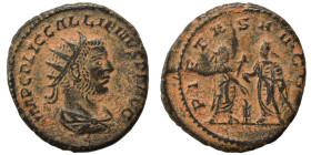 Gallienus, 253-268. Antoninianus (bronze, 3.68 g, 21 mm), Samosata. IMP C P LIC GALLIENVS P F AVG Radiate, draped and cuirassed bust to right. Rev. PI...