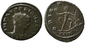 Aurelian, 270-275. Antoninianus (bronze, 3.19 g, 21 mm), Siscia. IMP C AVRELIANVS AVG Radiate and cuirassed bust of Aurelian to right. Rev. ORIENS AVG...