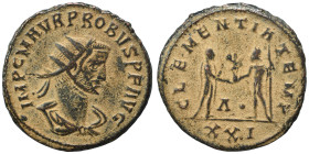 Probus, 276-282. Antoninianus (bronze, 4.00 g, 20 mm), Antioch IMP C M AVR PROBVS P F AVG Radiate and cuirassed bust to right. Rev. CLEMENTIA TEMP Emp...