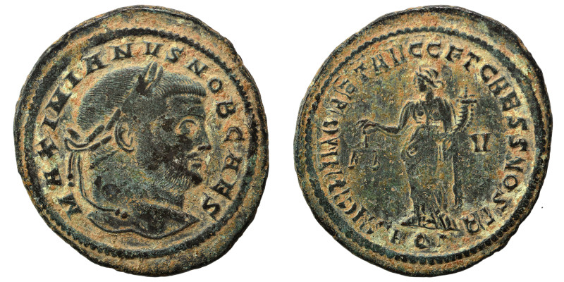 Galerius, as Caesar, 305-311. Ae (bronze, 8.11 g, 29 mm), Aquileia. MAXIMIANVS N...