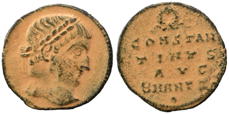 Constantine I, 307/310-337. Follis (bronze, 1.84 g, 17 mm), Antioch. Laureate he...