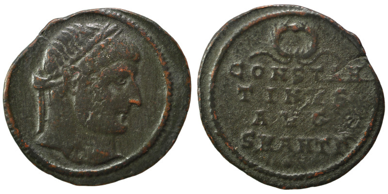 Constantine I, 307/310-337. Follis (bronze, 1.68 g, 19 mm), Antioch. Laureate he...