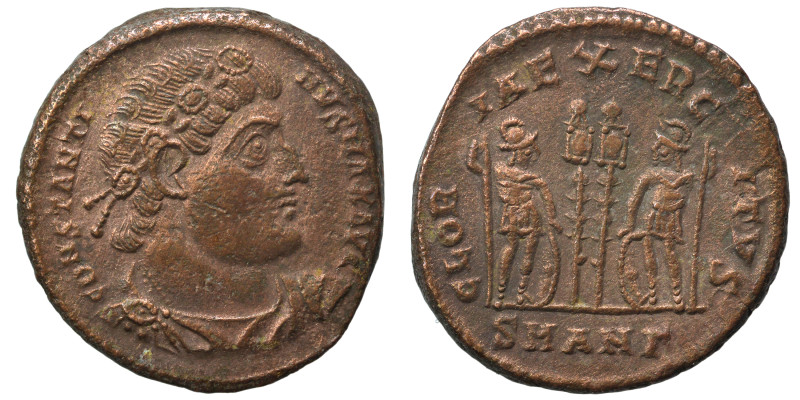 Constantine I, 307/310-337. Follis (bronze, 2.62 g, 17 mm), Antioch. CONSTANTINV...