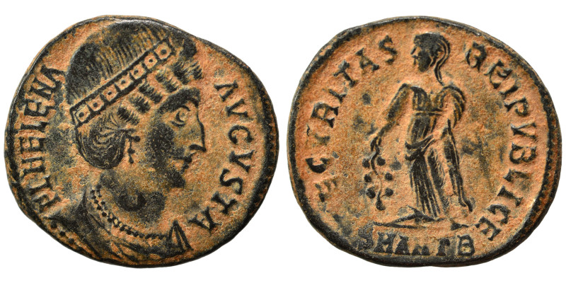 Helena, Augusta, 324-328/30. Follis (bronze, 2.84 g, 18 mm), Antioch. FL HELENA ...