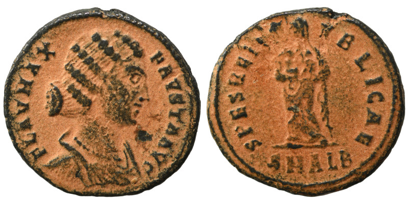 Fausta, Augusta, 324-326. Follis (bronze, 2.90 g, 18 mm), Alexandria. FLAV MAX F...