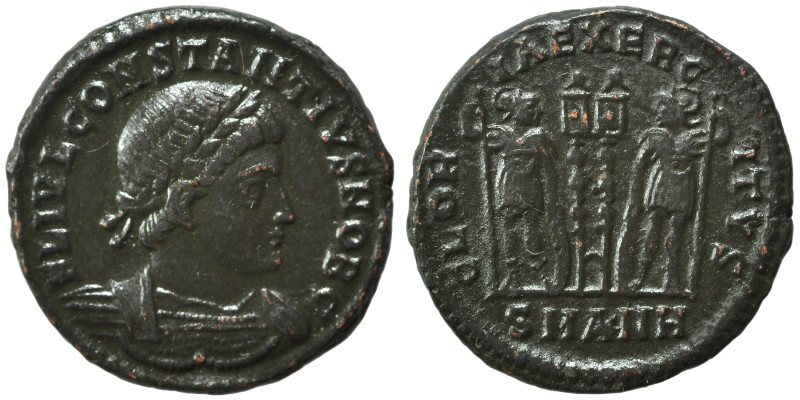 Constantius II, as Caesar, 324-337. Follis (bronze, 2.37 g, 16 mm), Antioch. FL ...