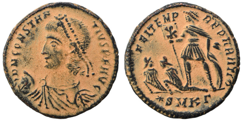 Constantius II, 337-361. Follis (bronze, 4.20 g, 21 mm), Cyzicus. D N CONSTAN-TI...