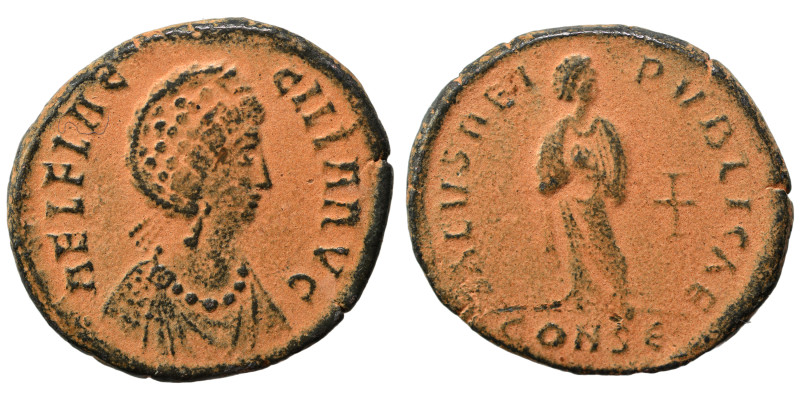 Aelia Flacilla, 383-386. Follis (bronze, 5.51 g, 23 mm), Constantinople. AEL FLA...