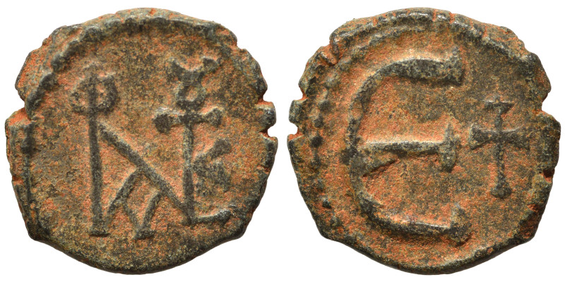 Justin II, 565-578. Pentanummium (bronze, 1.99 g, 15 mm), Theoupolis (Antioch). ...