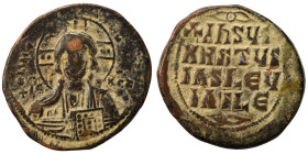 Anonymous, time of Basil II and Constantine VIII, 976-1028. Follis (bronze, 9.16 g, 29 mm), Constantinople. +EMMA-NOVHΛ bust of Christ facing, wearing...