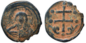 Anonymous Folles, Class H. Time of Michael VII, 1071-1078. Follis (bronze, 4.94 g, 25 mm). IC - XC Facing bust of Christ Pantokrator. Rev. Patriarchal...