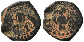 Anonymous Folles. temp. Alexius I, 1081-1118. Class K, Follis (bronze, 6.90 g, 25 mm), Constantinople. Facing bust of Christ Pantocrator. Rev. Facing ...