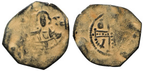 Gregorios Taronites, Duke of Trebizond, 1103-1106. Follis (bronze, 3.09 g, 25 mm). Bust of Christ, bearded, with cross behind head, wearing tunic and ...