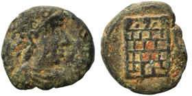 VANDALS. Imitative, in the name and types of Valentinian III, circa 5th century AD. Ae (bronze, 0.79 g, 10 mm). Diademed, draped and cuirassed bust to...