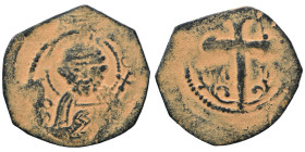 CRUSADERS. Principality of Antioch. Bohémond I, 1098-1111. Follis (bronze, 3.33 g, 25 mm). Nimbate bust of St. Peter facing, wearing tunic, raising hi...