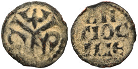 CRUSADERS. Antioch. Raymond of Poitiers, 1136-1149. Follis (bronze, 0.82 g, 16 mm). R-A-M in ornamental style and within a triangular pattern. Rev. AN...
