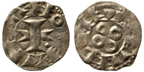 FRANCE. Melgueil (County). Uncertain Count or Bishop, 12th-13th centuries. Denier (silver, 1.07 g, 16 mm), Maguelonne. Cross with crossbars composed o...