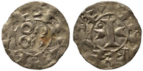 FRANCE. Melgueil (County). Uncertain Count or Bishop, 12th-13th centuries. Denier (silver, 1.05 g, 17 mm), Maguelonne. Cross with crossbars composed o...
