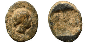 Greco-Roman. Tesserae (lead, 9.07 g, 22 mm). Female bust right. Rev. Uncertain. Nearly very fine.