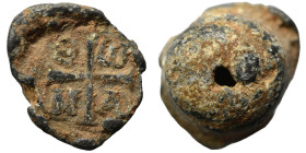 Byzantine seal (lead, 9.06 g, 17 mm). Nearly very fine.