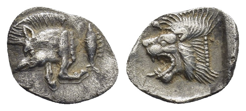 MYSIA. Kyzikos. Hemiobol Circa 525-475 BC. 0.4 Gr. 10mm.
 Forepart of boar left;...