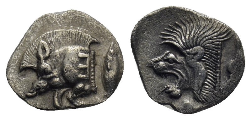 MYSIA. Kyzikos. Obol (Circa 525-475 BC). 0.85 Gr. 11mm.
 Forepart of boar left, ...