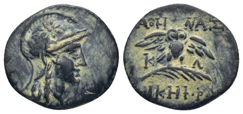 MYSIA. Pergamon. (Circa 200-133 BC). AE (19mm, 3.0 g) Head of Athena right, wear...