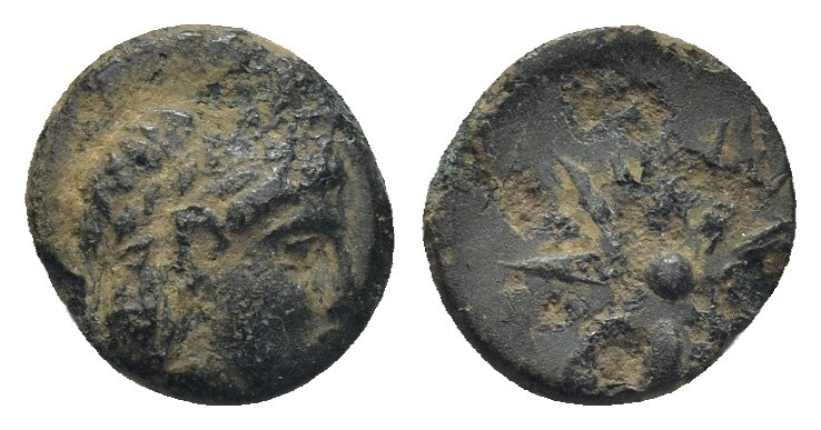 Mysia, Gambrion AE (9mm, 0.69 g) ca 350-250 BC. Obv: Laureate head of Apollo rig...