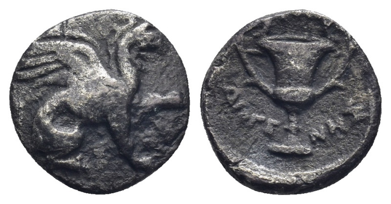 Ionia, Teos. AR Hemidrachm, (12mm, 1.37 g). Circa 370-340 BC. Magistrate Diogene...