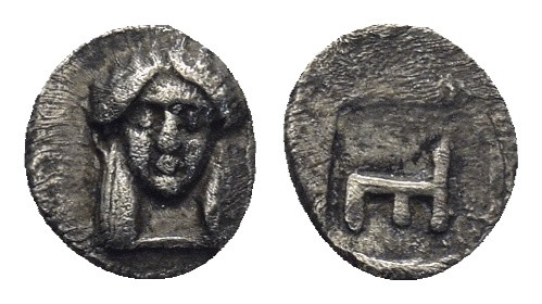 Ionia, Kolophon, c. 450-410 BC. AR Tetartemorion (6mm, 0.26 g). Facing head of A...