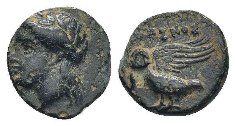 IONIA. Klazomenai. (Circa 380-360 BC). AE Bronze (10mm. 0.72 g) Obv: Laureate he...