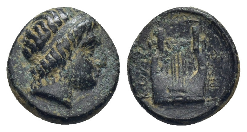 Ionia, Kolophon, c. 400-350 BC. Æ (11mm, 1.3 g). Diademed head of Apollo r. R/ L...