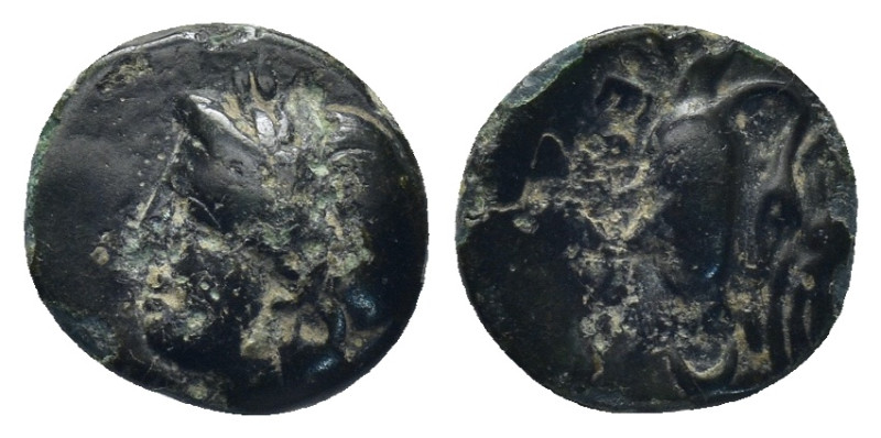 IONIA. Klazomenai. (Circa 380-360 BC). AE Bronze (10mm. 1.13 g) Obv: Laureate he...