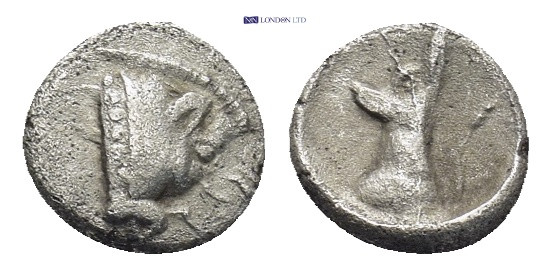 Asia Minor, uncertain mint. Circa 300-200 BC. 0.34 Gr. 7mm.
Forepart of boar to ...