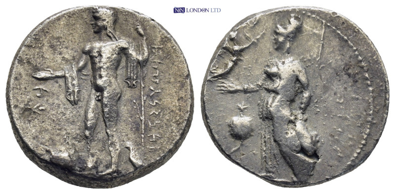 PAMPHYLIA, Side. Circa 360-333 BC. AR Stater 10.5 Gr. 20mm.
Apollo, wearing chit...