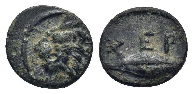 THRACE, Chersonesos (Circa 386-309 BC) 0.9 Gr. 10mm.
 Head of lion left. 
Rev. B...