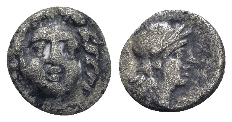 PISIDIA, Selge. Circa 250-190 BC. AR Obol (10mm, 0.92 g). Facing gorgoneion / He...