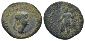 PHRYGIA. Acmonea. Nero, 54-68 AD. AE. (19mm, 4.0 g) L. Servenius Capito, archon, with his wife, Julia Severa. Obv: NEPΩN KAICAP CEBACTOC. Laureate hea...