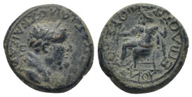 PHRYGIA. Amorium. Vespasian (69-79). AE. 4.18 Gr. 17mm.
Laureate head right.
 Rev. Zeus seated left on throne, holding sceptre and thunderbolt.