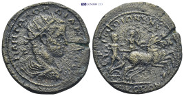 THRACE, Perinthus. Gordian III. AD 238-244. Æ 22.2 Gr. 34mm.. Radiate, draped and cuirassed bust right / Apollo and Artemis in galloping biga right.