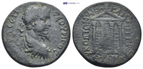 Pontus. Neocaesarea Septimius Severus (193-211 AD). AE. 15.2 Gr. 29mm.
Laureate, draped and cuirassed bust right.
Rev. Tetrastyle temple with wall vis...