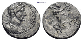 CAPPADOCIA, Caesarea. Hadrian, 117-138 AD. AR Hemidrachm 1.79 Gr. 13mm.
Laureate head 
Rev. Nike advancing with wreath.