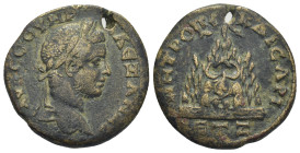 CAPPADOCIA, Caesarea. Severus Alexander, 222-235 AD. AE. 13 Gr. 25mm.
 Radiate bust of Severus Alexander, right. 
Rev. Agalma of Mount Argaeus placed ...